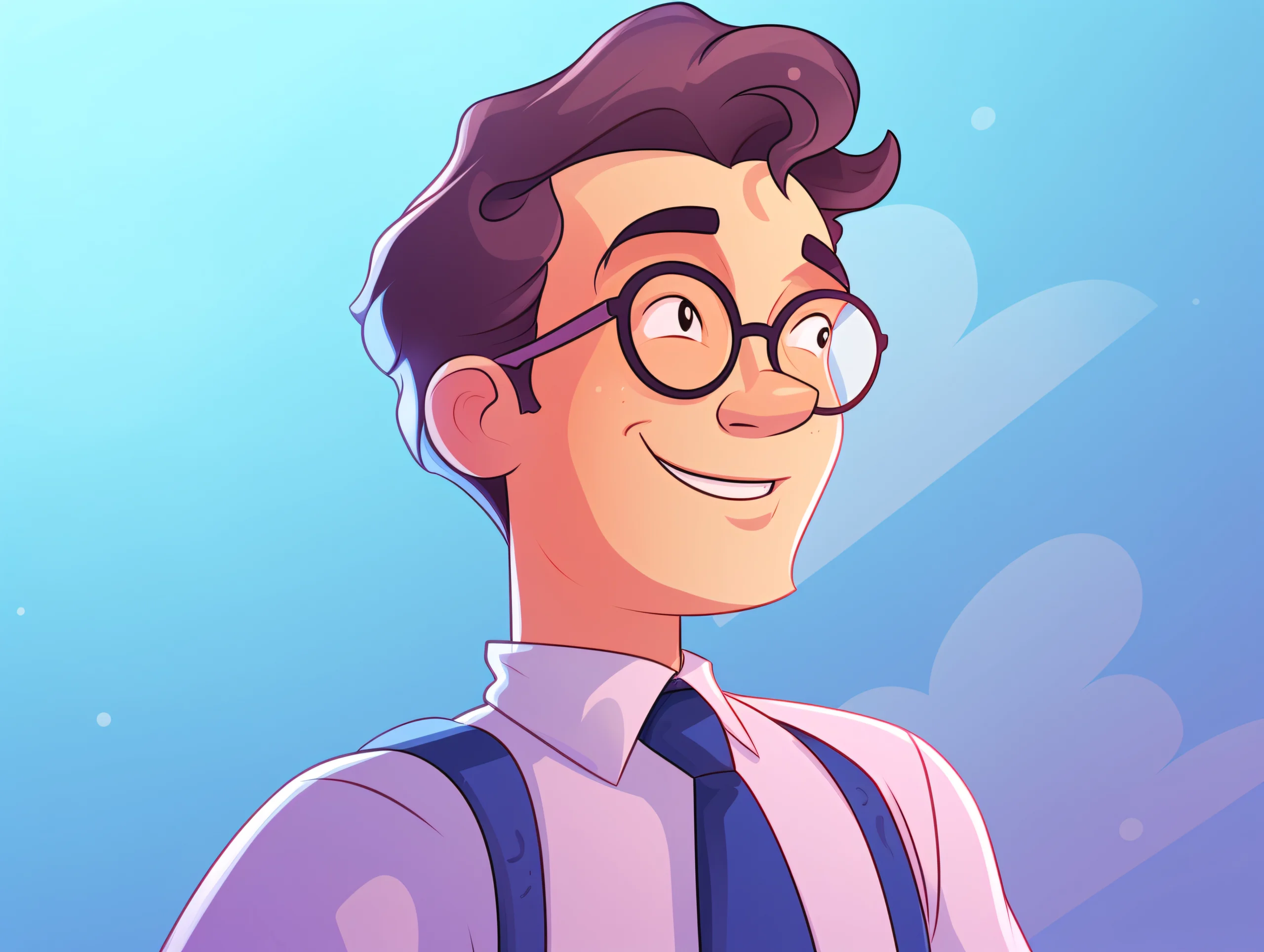 Animated guy with glasses